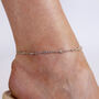 Sterling Silver Skinny Drop Anklet With White Topaz, thumbnail 2 of 3