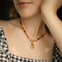 Carnelian Gemstone Bead And Sun Charm Necklace, thumbnail 3 of 4