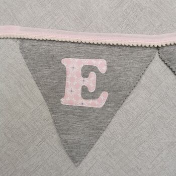 Bunting Personalised Luxury Grey And Pink New Baby Girl, 4 of 11