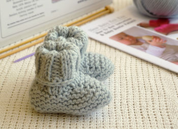 Pure Merino Baby Booties Beginner Knitting Kit, 2 of 8