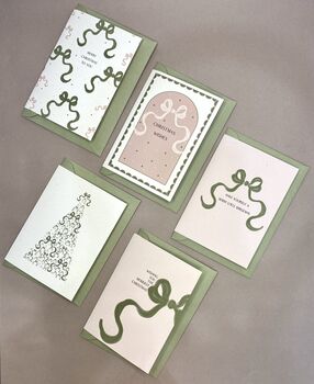 Modern Bow Christmas Cards Set Of Five, 4 of 4