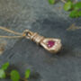 Solid Yellow Gold Or Solid Sterling Silver Hand Pendant With Ruby, thumbnail 3 of 7