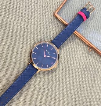 Montmartre Navy Blue And Pink Leather Ladies Watch, 2 of 8