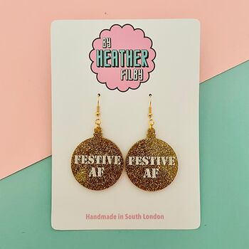 Festive Af Glitter Earrings, 2 of 3