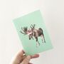 Festive Moose Hand Painted Christmas Card, thumbnail 2 of 2
