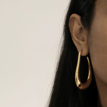 Irregular U Shape Hoops Gold, 6 of 8