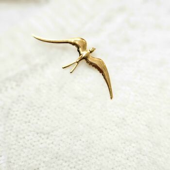 Swallow Bird Brooch Lapel Pin In 16k Gold Or Silver, 3 of 6