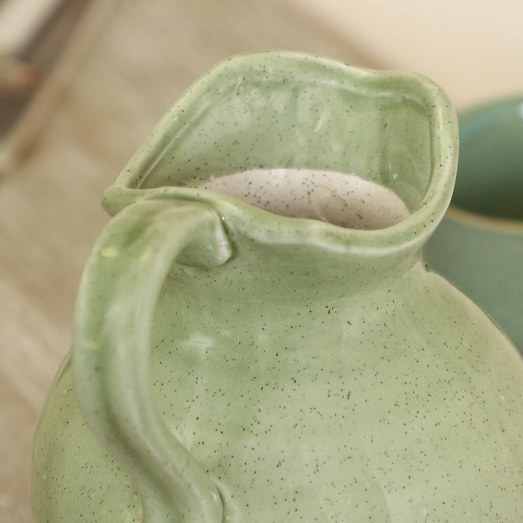 Spring Green And White Dipped Ceramic Jug Vase By Dibor