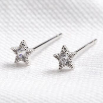Sterling Silver Crystal Star Stud Earrings, 4 of 6