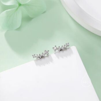 Sterling Silver Tiny Shooting Star Cz Screw Back, 5 of 12
