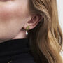 Oak Leaf Pearl Drop Gold Earrings, thumbnail 2 of 8
