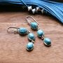 Sterling Silver Triple Turquoise Dangly Oval Earrings, thumbnail 2 of 4