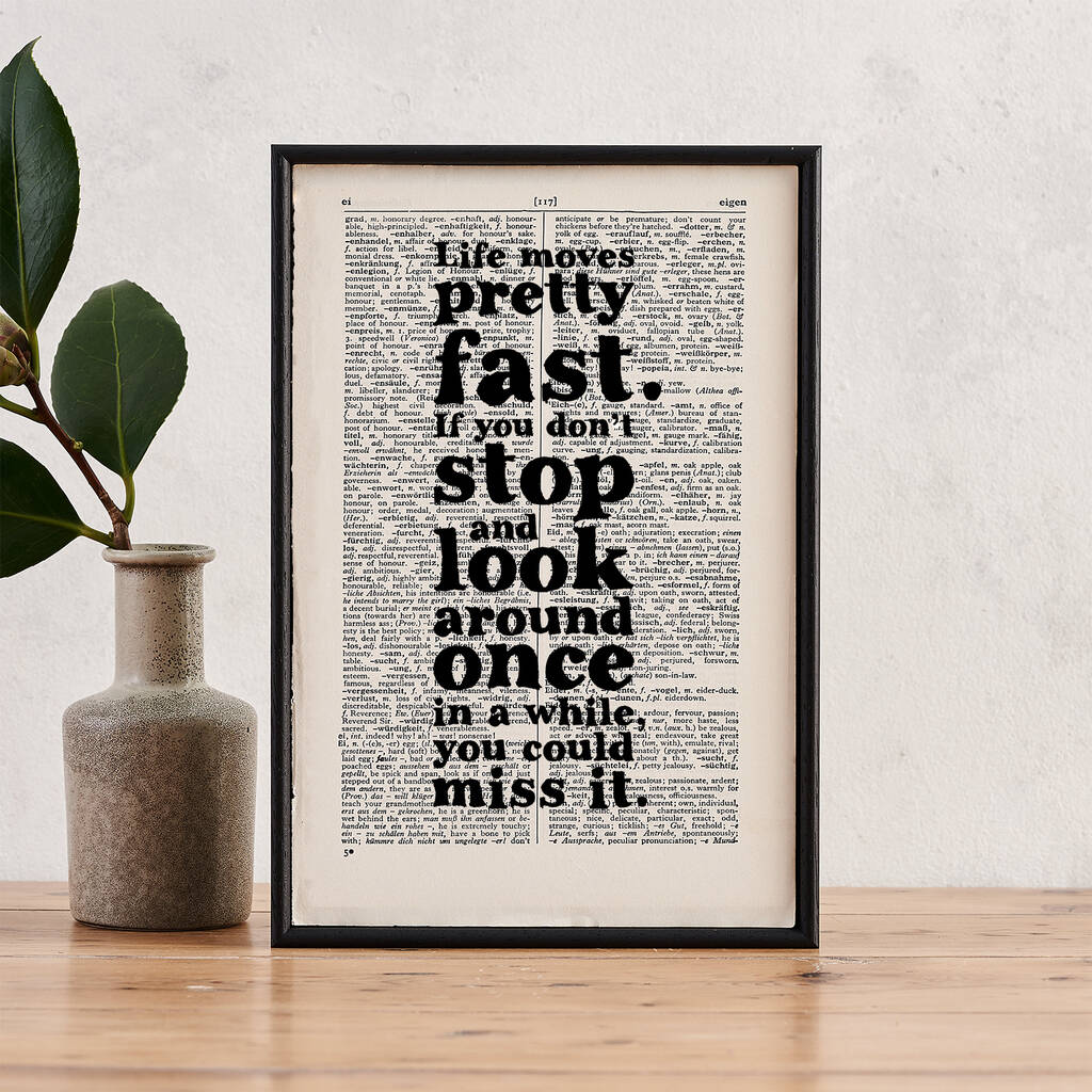 Ferris Bueller 'Life Moves Pretty Fast' Book Page Print, 1 of 5