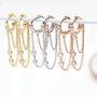Gold Plated Or Silver And Crystal Chain Huggie Earrings, thumbnail 4 of 7