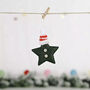 Christmas Fabric Star With Bobble Hat Decoration, thumbnail 3 of 6