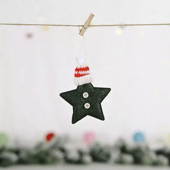 Christmas Fabric Star With Bobble Hat Decoration, 3 of 6