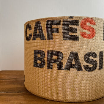 Upcycled Hessian Jute Coffee Sack Drum Lampshade, 3 of 5