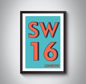 Sw16 Streatham Tooting London Postcode Art Print, 4 of 10
