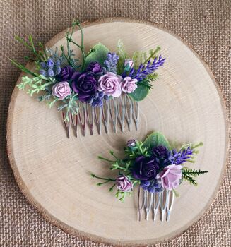Purple And Lilac Flower Hair Comb, 4 of 4