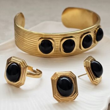 Black Agate Cuff Bangle, 7 of 8