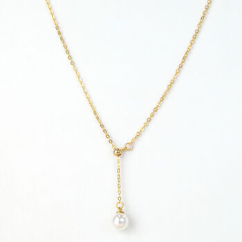 Adjustable Chain Simple Pearl Pendant Necklace With 14k Gold Colour Plated, 3 of 5