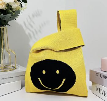 Happy Face Stretchable Woven Fabric Bag, 6 of 7