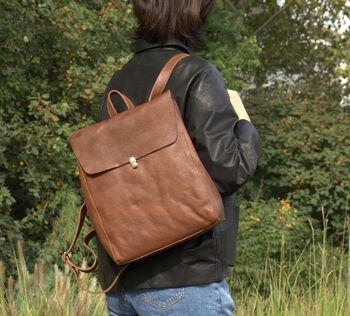 Womens Colorway Genuine Leather Backpack, 6 of 12