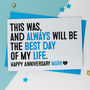 Best Day Of My Life Anniversary Card Blue Or Pink, thumbnail 1 of 2