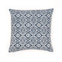 Omar Recycled Cotton Cushion Cover In Blue, thumbnail 3 of 4