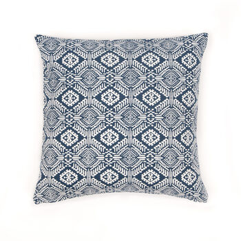 Omar Recycled Cotton Cushion Cover In Blue, 3 of 4