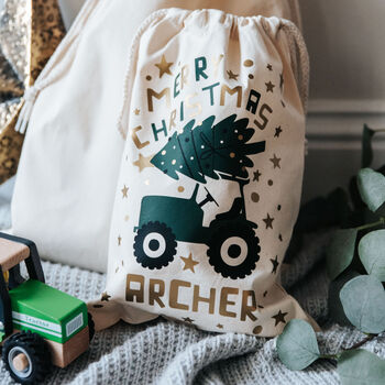 Personalised Tractor Christmas Sack, 7 of 8