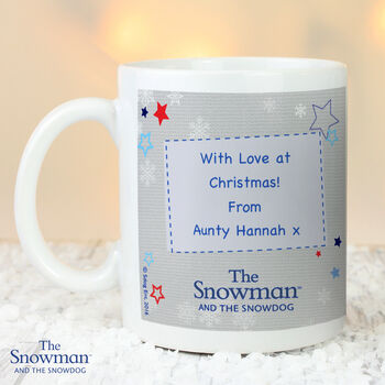 Personalised The Snowman And The Snowdog Blue Mug, 3 of 3