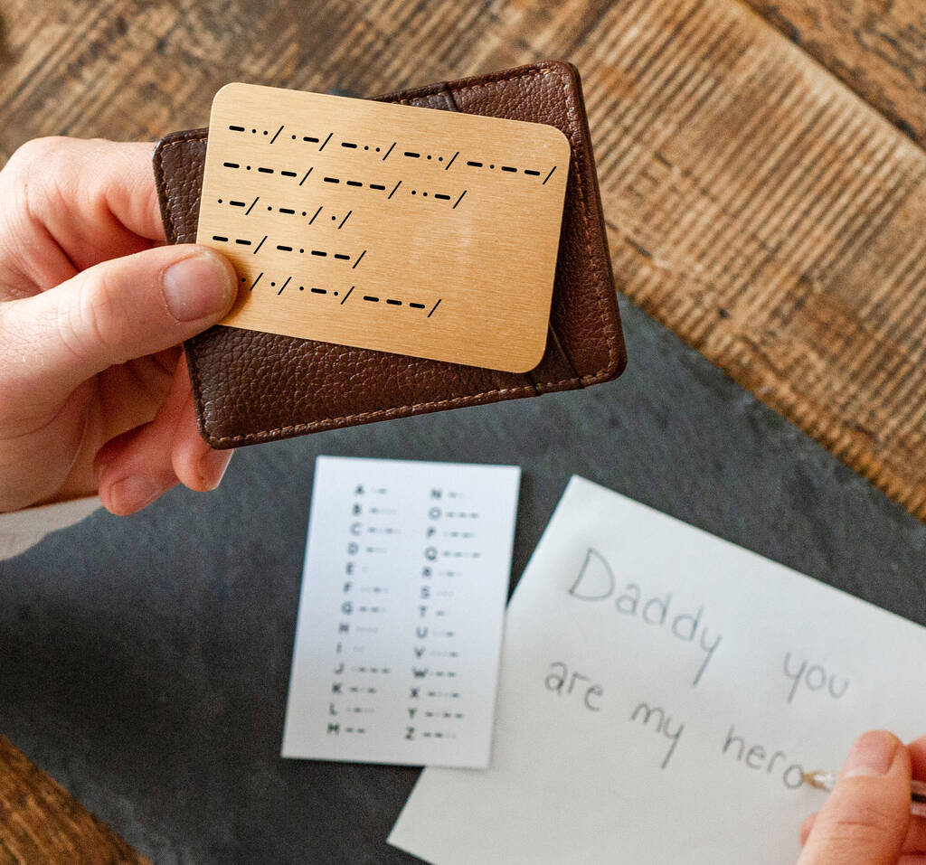 Morse Code Personalised Message Wallet Keepsake, 1 of 9