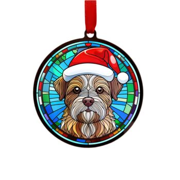 Border Terrier In Santa Hat Suncatcher Decoration, 6 of 6