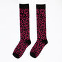 Women's Knee High Glitter Socks Hot Pink Leopard Print, thumbnail 2 of 2