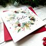 Wonderful Sister Festive Wreath Christmas Card, thumbnail 4 of 4