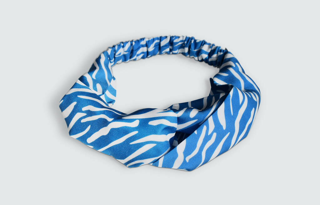 Blue Shima Print Twist Headband By Newt London