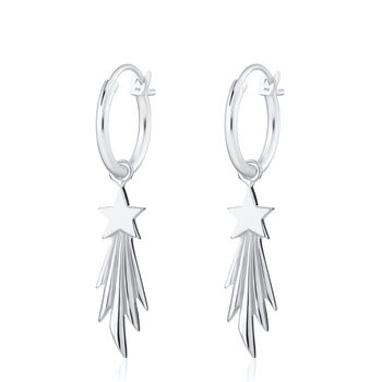 Shooting Star Charm Hoop Earrings, Sterling Silver Or Gold Plated, 6 of 6
