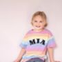Personalised Pastel Rainbow Kids Striped T Shirt, thumbnail 1 of 2