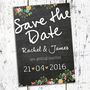 Bespoke Floral Chalkboard Wedding Invitation With Photo, thumbnail 5 of 6
