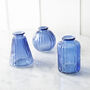 Blue Glass Bud Vases Set Of Three, thumbnail 3 of 3