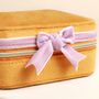 Velvet Square Travel Jewellery Case With A Bow, thumbnail 9 of 10