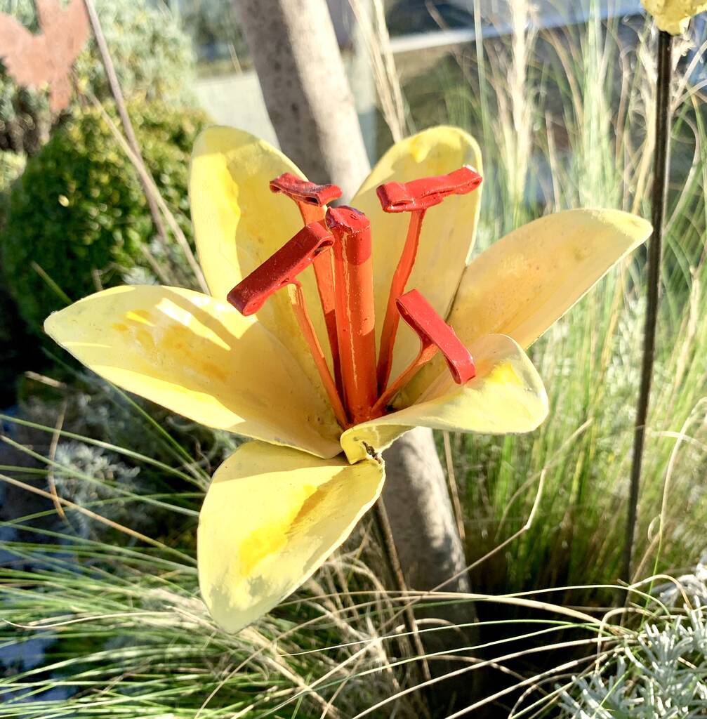 Three Yellow Tiger Lily Garden Sculptures By London Garden Trading