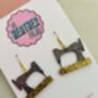 Sewing Machine Glitter Earrings / Sewing Lover Gift / Craft Inspired Jewellery / Fun Statement Accessories, thumbnail 4 of 5