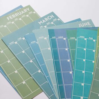 A4 Monthly Undated Wall Planner | 12 Pages | Blue Green, 3 of 10