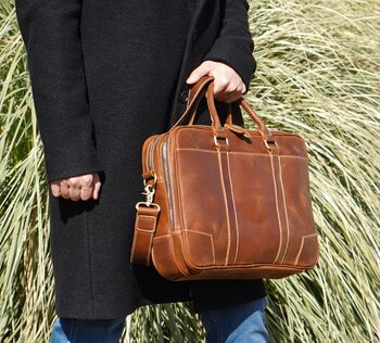 Genuine Leather Business Briefcase Laptop Bag, 10 of 12