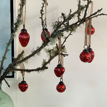 Fair Trade Red Antique Glass Baubles Decorations, 2 of 7