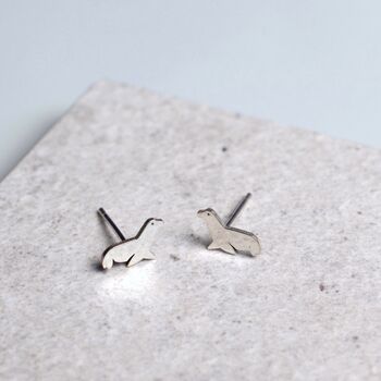 Sterling Silver Seal Stud Earrings, 3 of 6