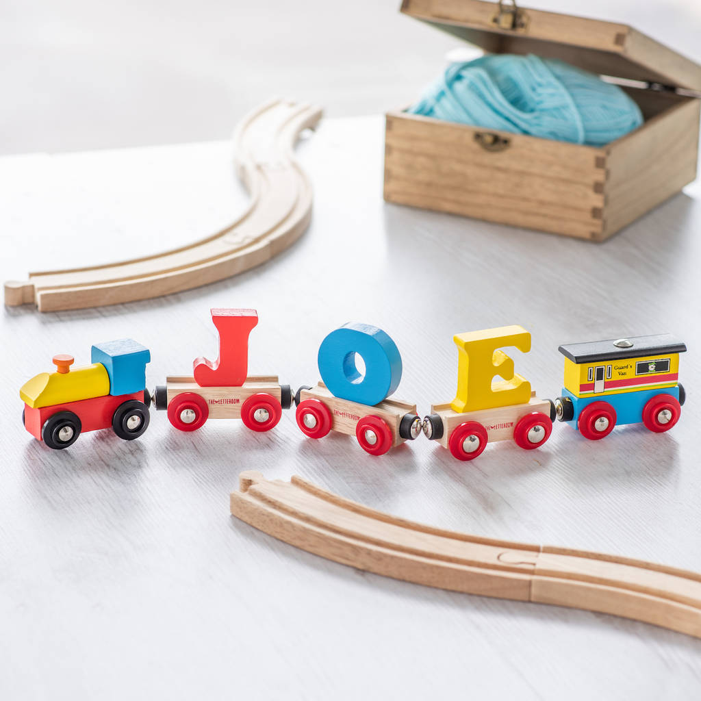 Build Your Own Train Puzzle Name Railroad Large 3 Inch Each Wooden Personalized Name Letters Train & Wagon