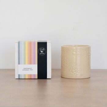Lino Print Botanical Candle Pot With Refill Clotted Cream, 2 of 7